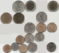 (1991-1993 ММД и ЛМД, 17 монет от 10 коп до 100 руб) Набор монет Россия    UNC